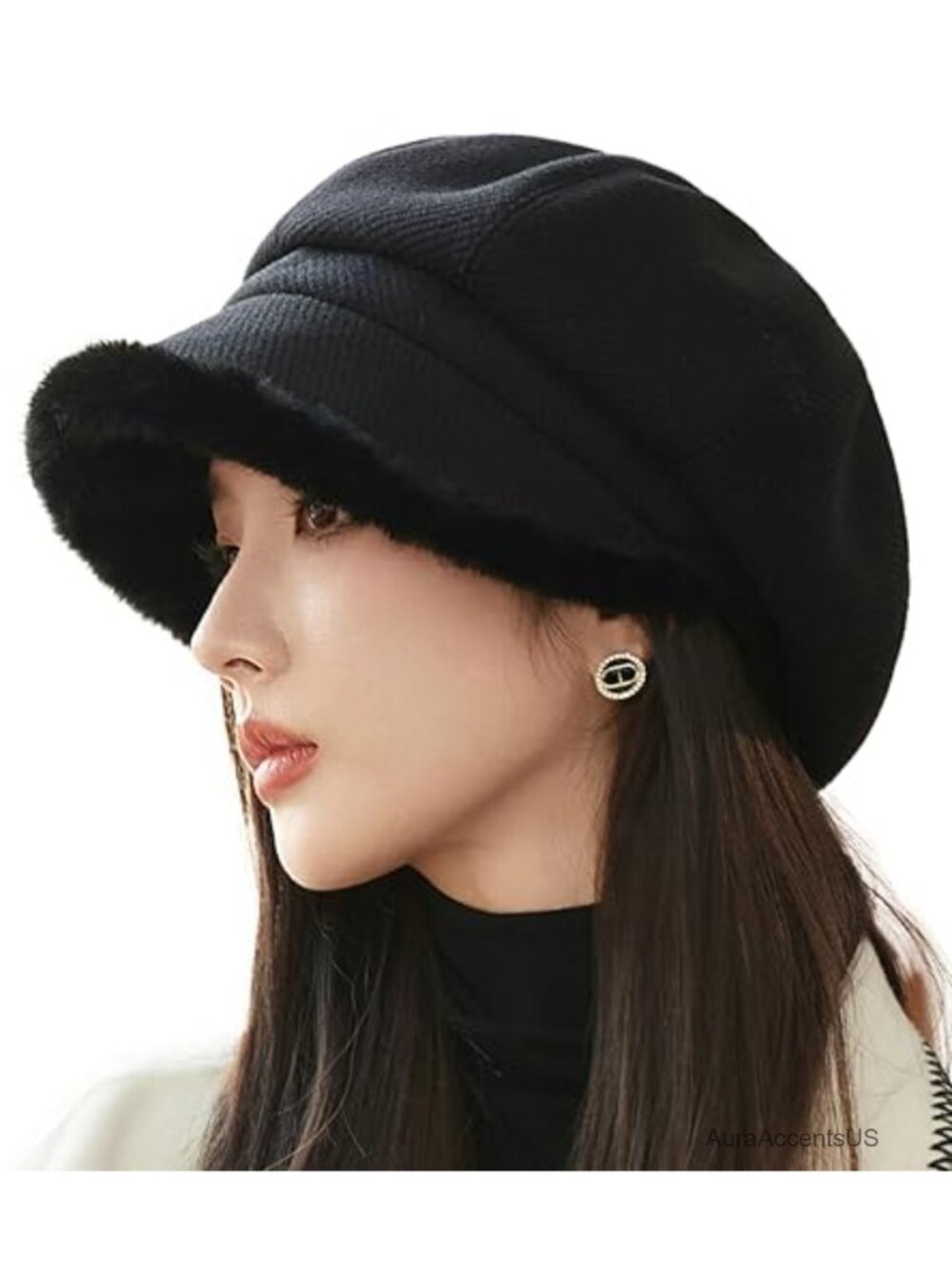 Fleece Lined Beret Hat Women Warm Newsboy Cap Polyester Fall Winter